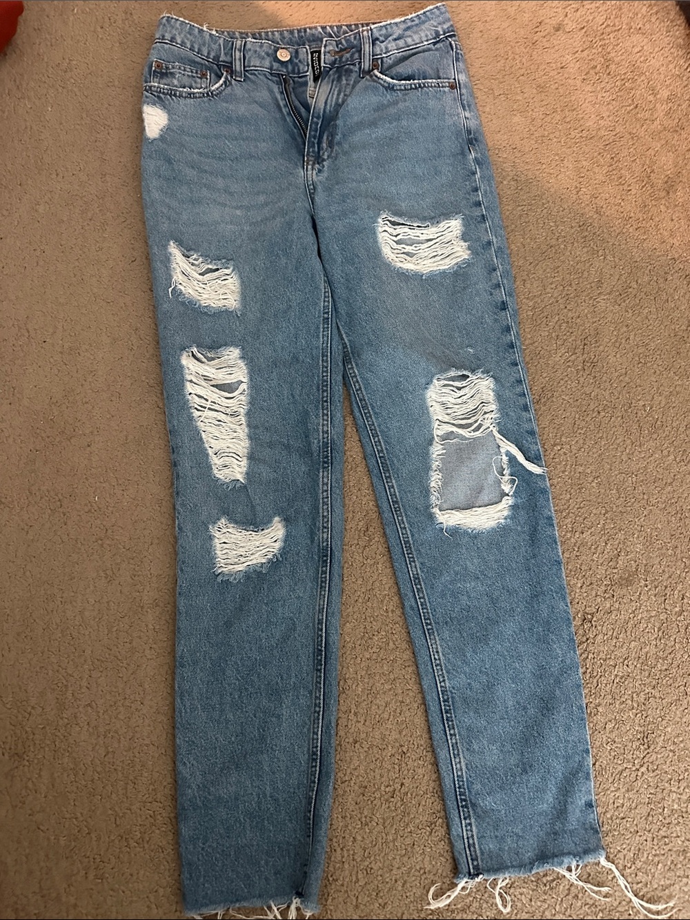 Divided Light Blue Distressed Straight-Leg Jeans